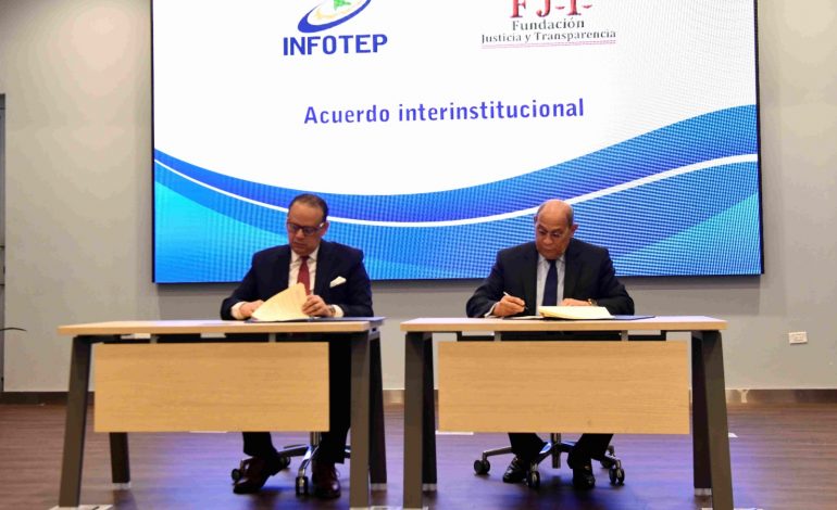  INFOTEP firma acuerdo con la Fundación Justicia y Transparencia que promueve la ética en el Estado